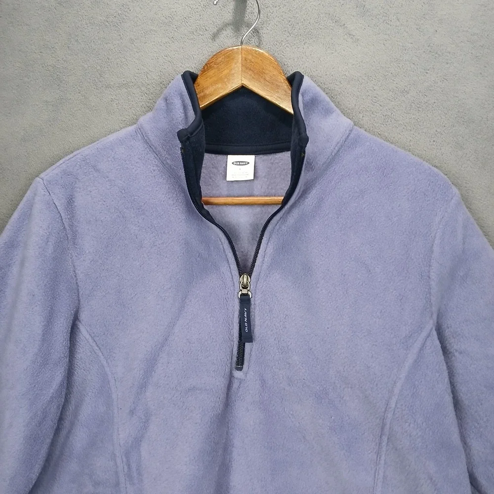 Old Navy Fleece Jacket Mens‎ Large Purple Mock Neck Quarter Zip Winter Warm Wear